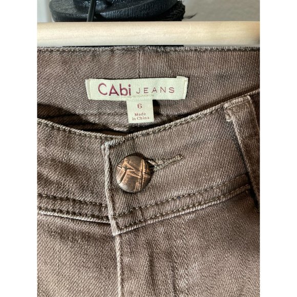 CAbi-SIZE 6-Brown Denim Jeans-FLARED-WOMENS- GREAT CONDITION - Picture 3 of 4